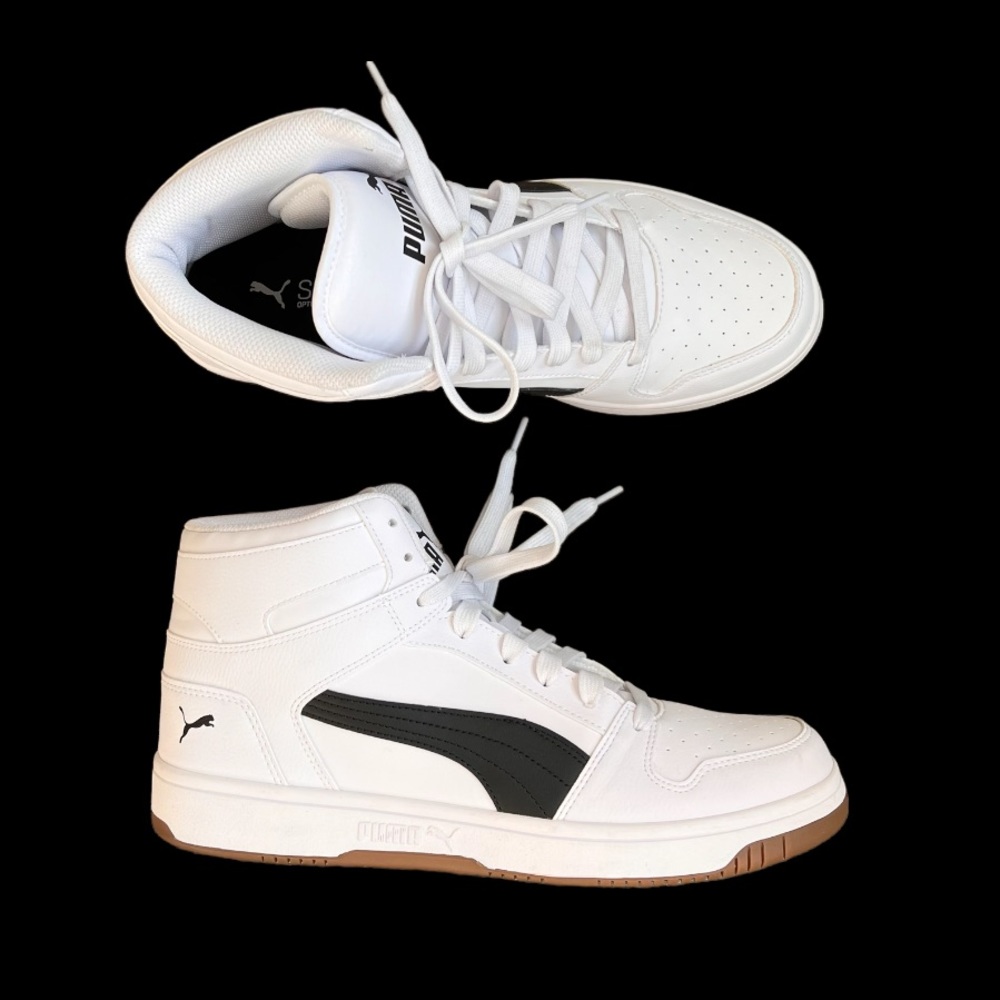 PUMA MENS REBOUND MID SNEAKER - WHITE / SIZE 12
